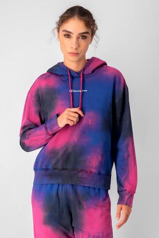 Sweat à capuche tie and dye - Noir et fuchsia - Blanc, noir, bleu, rose et gris