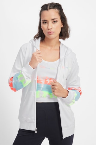 Sweat à capuche - Blanc - Blanc, bleu, vert et orange