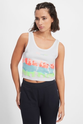 Crop top - Blanc - Blanc, bleu, vert et rose