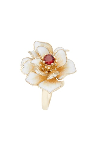 Bague Fleur flamboyante Or jaune et grenat
