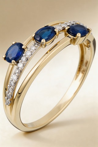 Anello Trio de Saphir - Oro giallo, diamanti e zaffiri - Diamanta