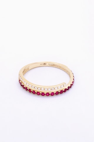 Anello Lyson - Oro giallo, diamanti naturali e rubino - Muse