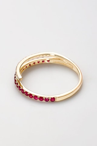 Anello Lyson - Oro giallo, diamanti naturali e rubino - Muse
