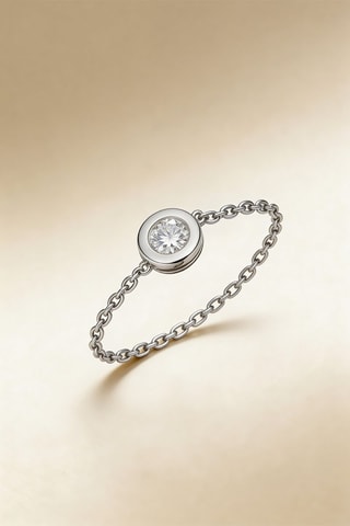 Bague chaîne Mon unique - Or blanc et diamant natrurel