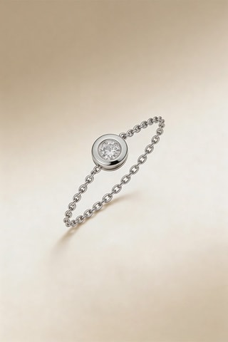 Bague chaîne Mon unique - Or blanc et diamant natrurel