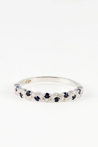 Bague - Or blanc, diamants naturels et saphirs