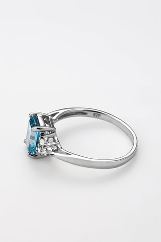 Bague Ijana - Or blanc, diamants naturels et topaze