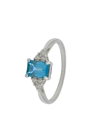 Bague Ijana - Or blanc, diamants naturels et topaze