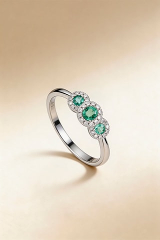 Bague Trio des Emeraudes - Or blanc, émeraudes et diamants naturels