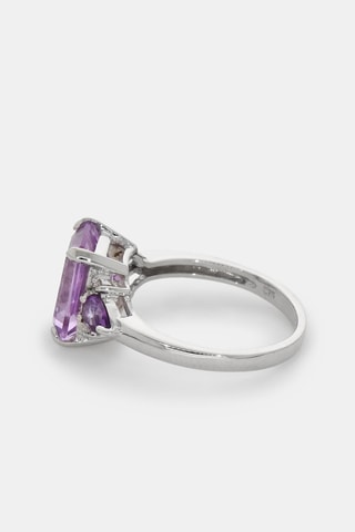 Anello Nell - Oro bianco, diamanti naturali e ametiste