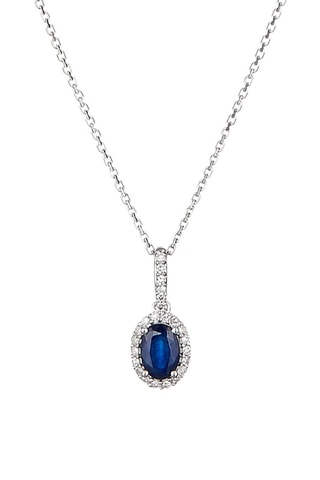 Pendentif Courtoisie - Or blanc, diamants naturels et saphir