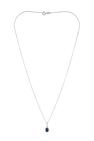 Pendentif Courtoisie - Or blanc, diamants naturels et saphir