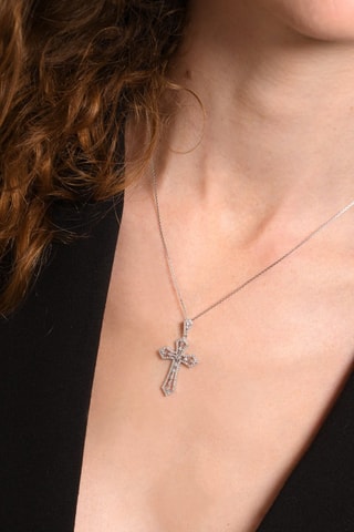 Pendentif Royal Cross - Or blanc et diamants naturels