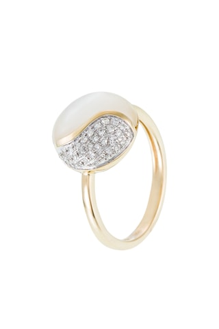 Anello Yin Yang - Oro giallo, diamanti naturali e madreperla