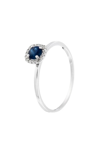 Ring Carré Saphirin - Witgoud, Natuurlijke Diamanten en Saffier
