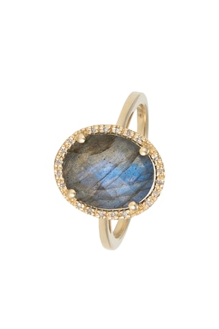 Anello Emotion - Oro giallo, diamanti naturali e labradorite