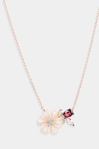 Collier Dorothea - Or rose, diamants naturels, rhodolite, nacre et saphir