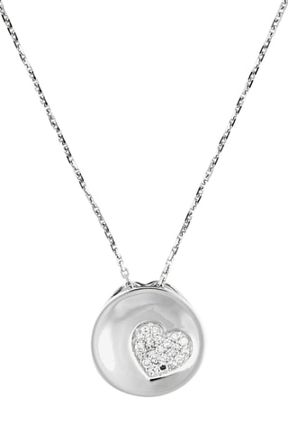 Pendentif Coeur Gravé - Or blanc et diamants naturels