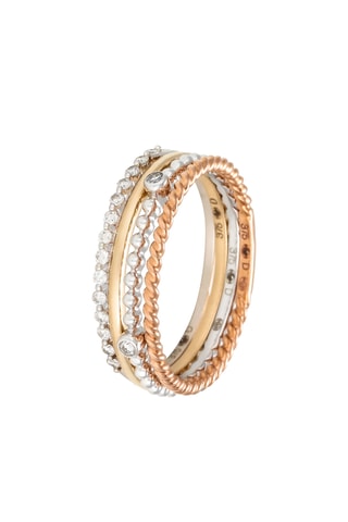 Anello Douceur Éternelle - Oro bianco, oro giallo, oro rosa e diamanti naturali