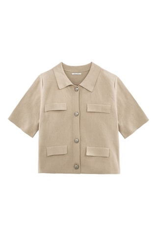 Gilet court e coton biologique - Beige - IKKS