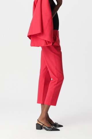 Pantalon droit en lin - Rouge