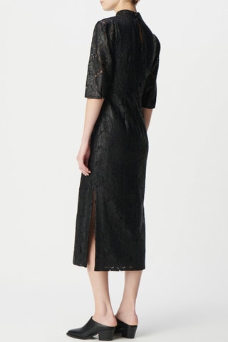 Robe midi en dentelle - Noir