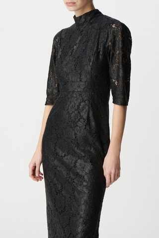 Robe midi en dentelle - Noir