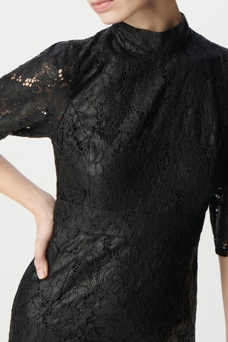Robe midi en dentelle - Noir