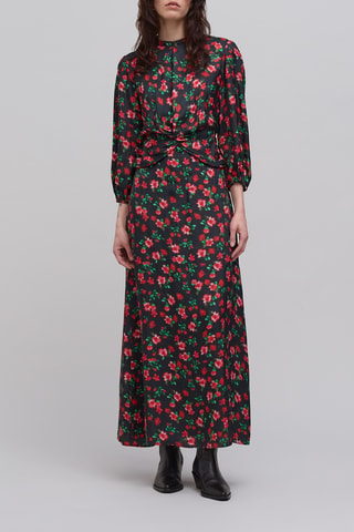 Robe longue - Rouge, noir et vert