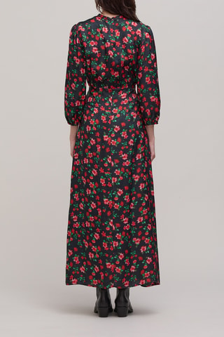 Robe longue - Rouge, noir et vert
