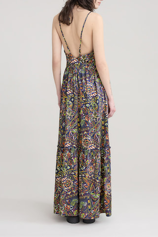 Robe longue - Vert, bleu et orange