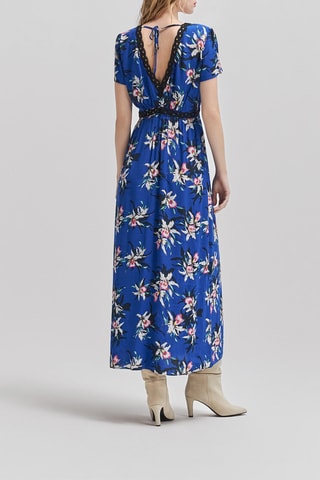 Robe longue - Blanc, noir et bleu