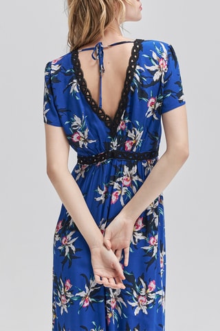 Robe longue - Blanc, noir et bleu