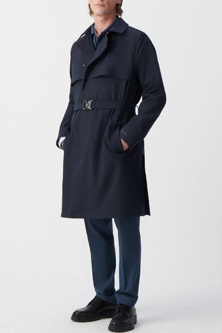 Trench à capuche - Bleu