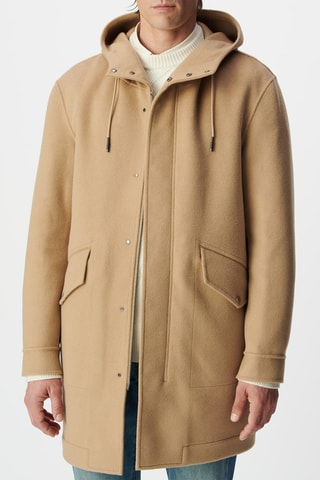 Manteau à capuche en laine - Beige