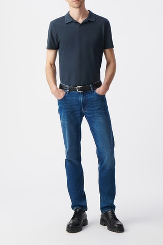 Polo en coton biologique - Bleu foncé