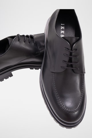 Derbys à talons en cuir de veau - Noir