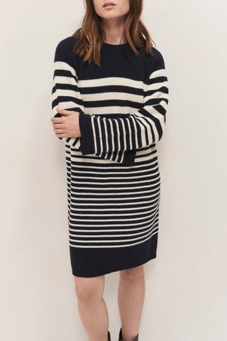 Robe pull - Bleu marine et blanc