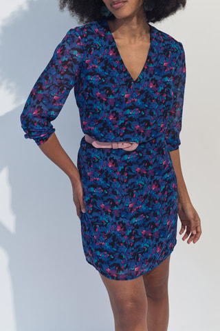 Robe trapèze - Bleu foncé et noir