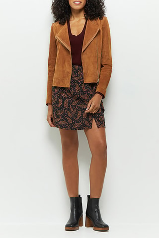 Veste en cuir de chèvre nubuck - Camel