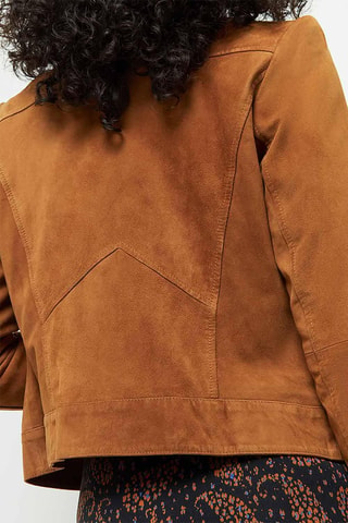 Veste en cuir de chèvre nubuck - Camel