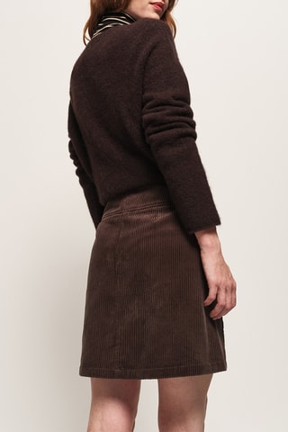 Jupe droite en velours - Marron