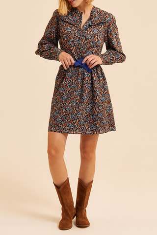 Robe patineuse - Orange et bleu marine