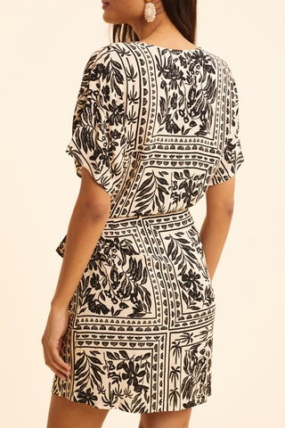 Robe portefeuille - Beige et noir