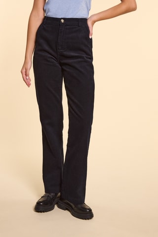 Pantalon en velours taille haute - Bleu marine