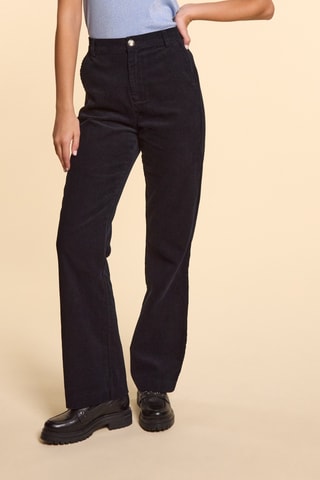 Pantalon en velours taille haute - Bleu marine