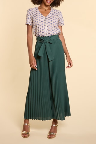Pantalon large plissé - Vert émeraude