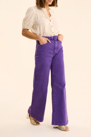 Jean flare taille haute- Violet