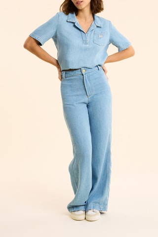 Jean large taille haute - Ciel