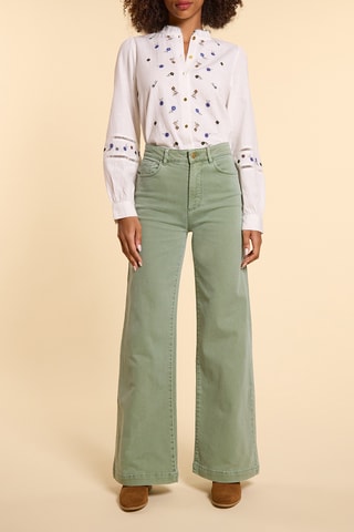 Jean flare taille haute - Vert clair